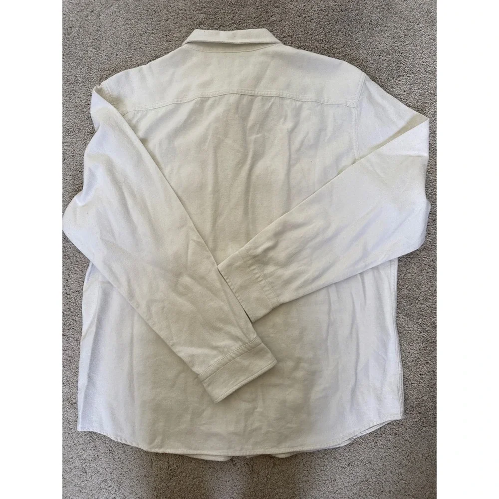 Banana Republic Mens XL Standard Fit Cream Off White Flannel Button Down Shirt